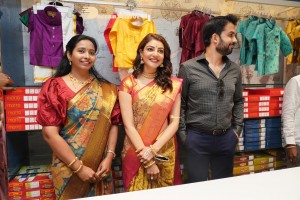 Actress Kajal Aggarwal with her husband Gautam Kitchlu launching Kasam Pullaiah Wedding Mall in Warangal