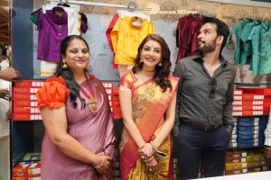 Actress Kajal Aggarwal with her husband Gautam Kitchlu launching Kasam Pullaiah Wedding Mall in Warangal