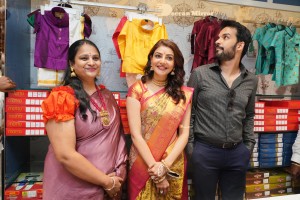 Actress Kajal Aggarwal with her husband Gautam Kitchlu launching Kasam Pullaiah Wedding Mall in Warangal