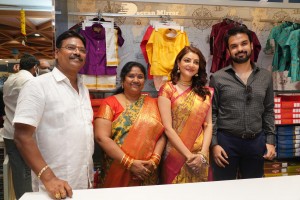 Actress Kajal Aggarwal with her husband Gautam Kitchlu launching Kasam Pullaiah Wedding Mall in Warangal