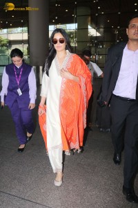 Indian Actress Katrina Kaif in a salwar kameez spotted at Mumbai Airport