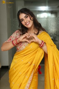 tollywood actress kavya thapar beautiful in a yellow saree