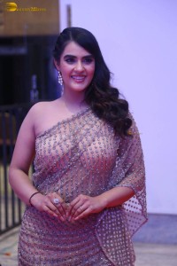 telugu actress kavya thapar in a transparent dress at a movie event