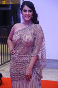 telugu actress kavya thapar in a transparent dress at a movie event