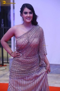 telugu actress kavya thapar in a transparent dress at a movie event