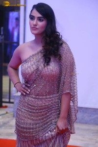 telugu actress kavya thapar in a transparent dress at a movie event