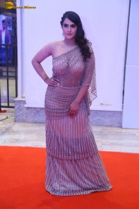 telugu actress kavya thapar in a transparent dress at a movie event