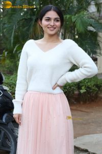 actress Kayadu Lohar beautiful in a white top and pink skirt
