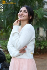 actress Kayadu Lohar beautiful in a white top and pink skirt