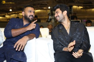 Keedaa Cola Pre-Release Event attended by Raghu Ram, Chaitanya Rao, Rag Mayur, Brahmanandam, and Vijay Deverakonda