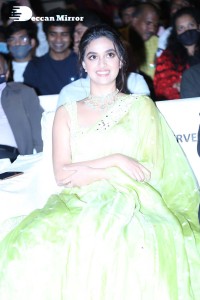 Actress Keerthy Suresh in a green dress attending ‘Good Luck Sakhi’ Pre-Release Event