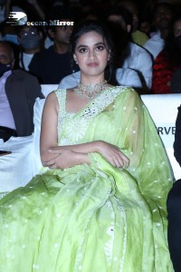 Actress Keerthy Suresh in a green dress attending ‘Good Luck Sakhi’ Pre-Release Event