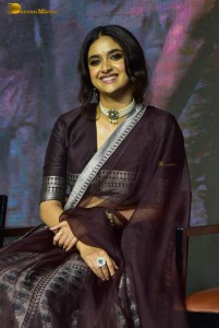 actress keerthy suresh in a brown lehenga choli at a function