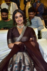 actress keerthy suresh in a brown lehenga choli at a function