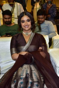 actress keerthy suresh in a brown lehenga choli at a function
