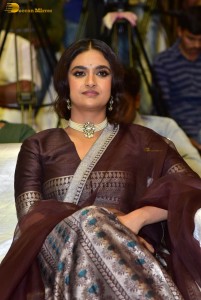 actress keerthy suresh in a brown lehenga choli at a function