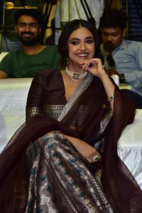 actress keerthy suresh in a brown lehenga choli at a function
