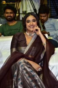actress keerthy suresh in a brown lehenga choli at a function