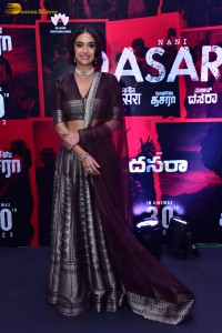 actress keerthy suresh in a brown lehenga choli at a function