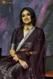 actress keerthy suresh in a brown lehenga choli at a function
