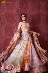 actress keerthy suresh hot looks in a shoulderless lehenga choli dress
