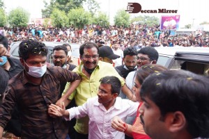 Actress Keerthy Suresh launching CMR Shopping Mall in Mancherial, Telangana.