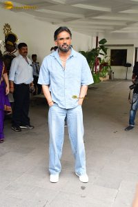 Suniel Shetty, Sooraj Pancholi, and Akanksha Sharma promote ‘Kesari Veer’ in Juhu