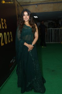 actress ketika sharma glamorous looks in a green lehenga choli at a function