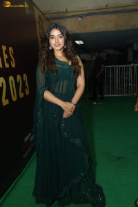 actress ketika sharma glamorous looks in a green lehenga choli at a function