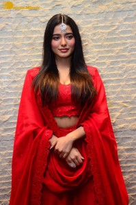 Ketika Sharma dressed in red while attending a movie function