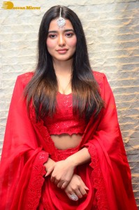 Ketika Sharma dressed in red while attending a movie function