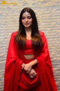 Ketika Sharma dressed in red while attending a movie function