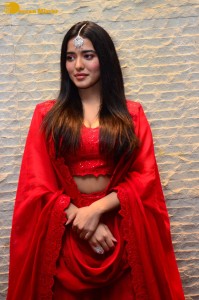 Ketika Sharma dressed in red while attending a movie function