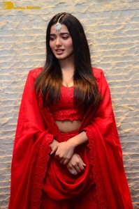 Ketika Sharma dressed in red while attending a movie function