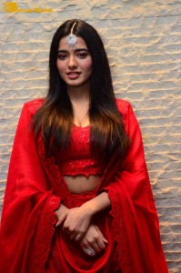 Ketika Sharma dressed in red while attending a movie function