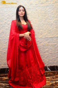 Ketika Sharma dressed in red while attending a movie function