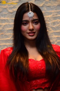Ketika Sharma dressed in red while attending a movie function
