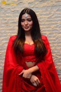 Ketika Sharma dressed in red while attending a movie function