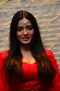 Ketika Sharma dressed in red while attending a movie function