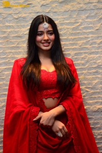 Ketika Sharma dressed in red while attending a movie function