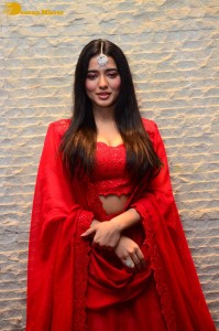 Ketika Sharma dressed in red while attending a movie function