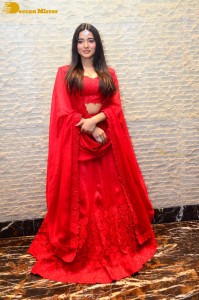 Ketika Sharma dressed in red while attending a movie function