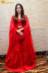 Ketika Sharma dressed in red while attending a movie function