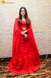 Ketika Sharma dressed in red while attending a movie function