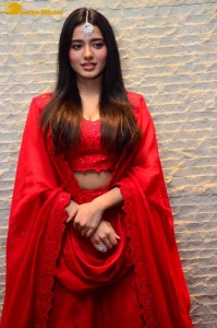 Ketika Sharma dressed in red while attending a movie function