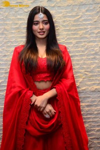 Ketika Sharma dressed in red while attending a movie function