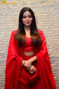 Ketika Sharma dressed in red while attending a movie function