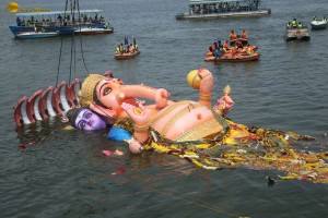 Khairatabad Ganesh Visarjan in Hussain Sagar on September 17, 2024