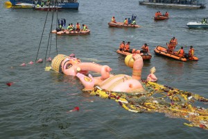 Khairatabad Ganesh Visarjan in Hussain Sagar on September 17, 2024