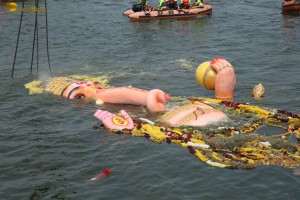 Khairatabad Ganesh Visarjan in Hussain Sagar on September 17, 2024